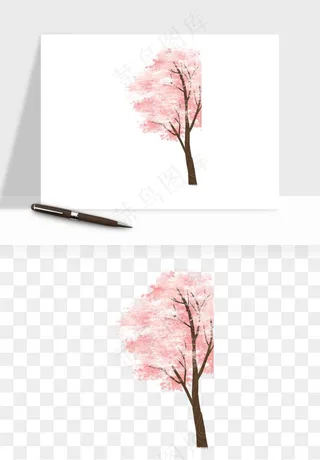 手绘樱花树png免抠