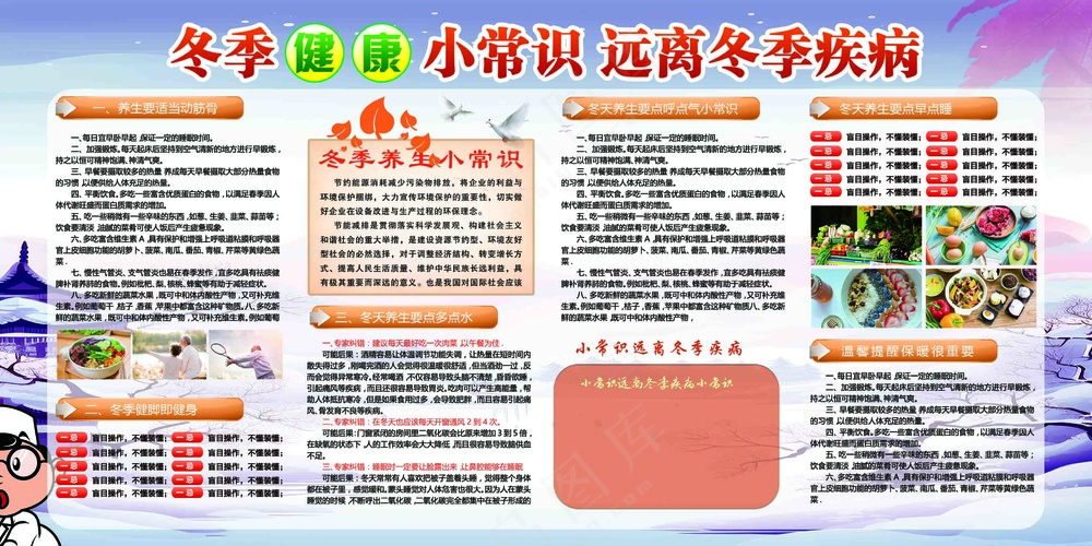 冬季健康小常识远离冬季疾病宣传展板