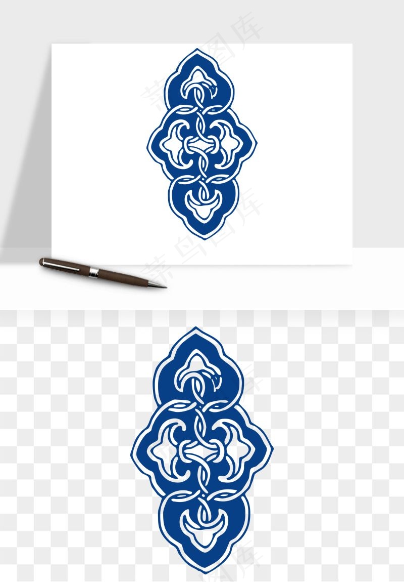 青花瓷花纹花卉图案png免抠