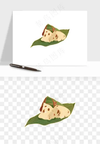 国潮粽子手绘肉粽png免抠