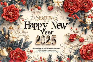 2025新年背景蛇年大吉海报2025立体字