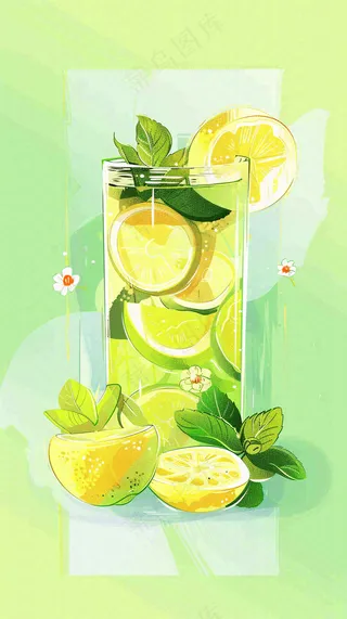 夏日饮品饮料清凉背景