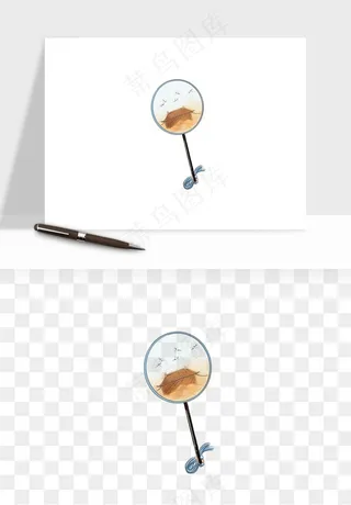 古风扇子元素png免抠