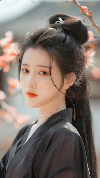中国风黑色汉服古典美女
