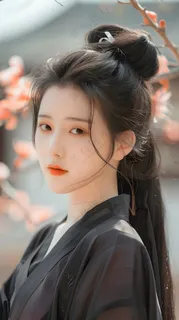 中国风黑色汉服古典美女 中国风黑色汉服古典美女