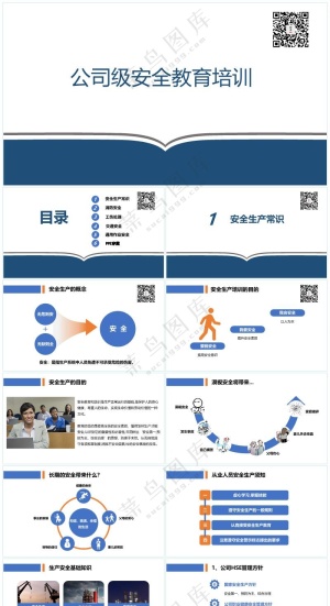 蓝色职场风三级教育之公司安全培训预览图