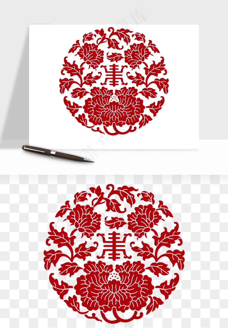 传统窗花剪纸图案png免抠