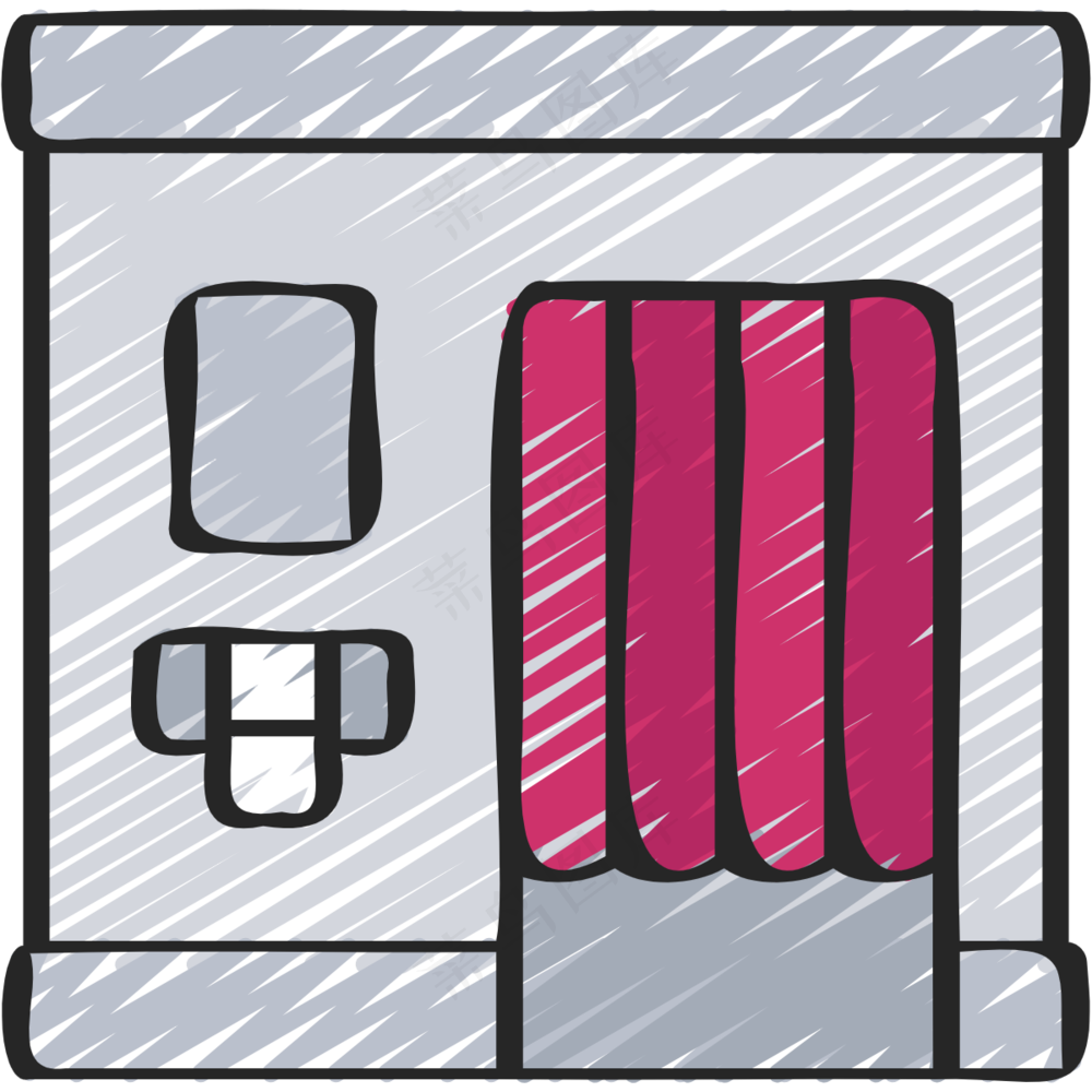 拍大头贴的小棚子 铅笔手绘图标icon