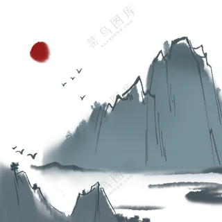 水墨远山意境写意山水画面(224)2000x2000