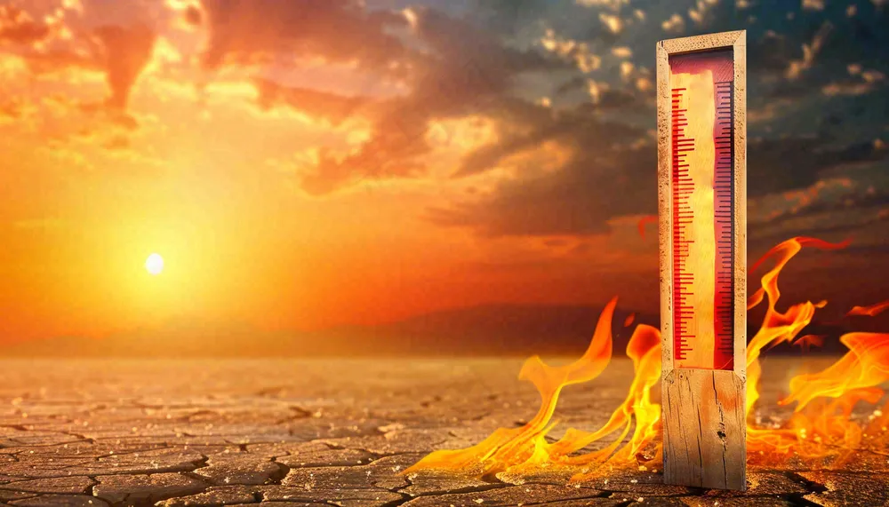 高温预警炎热背景