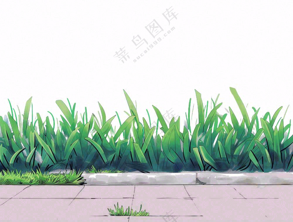 草坪草堆杂草植物免抠
