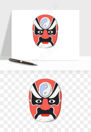 手绘戏剧脸谱卡通面具png免抠