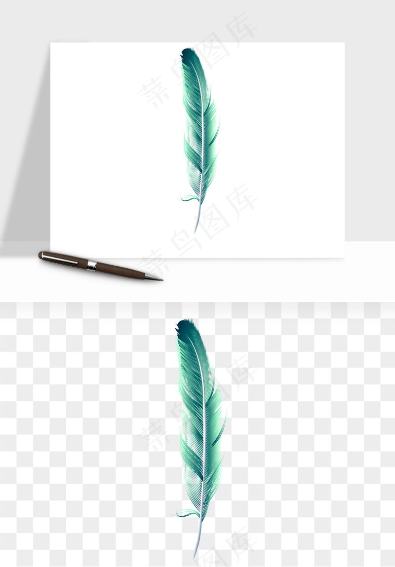 白羽毛漂浮彩色羽毛png免抠