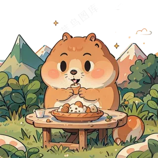 可爱土黄色卡通贪吃鼠鼠免抠图