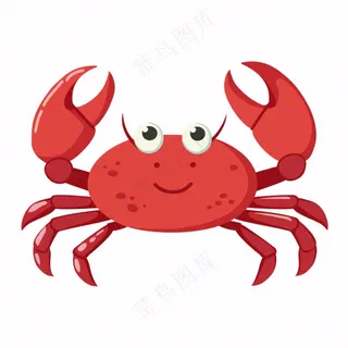 螃蟹海洋动物卡通插画免抠