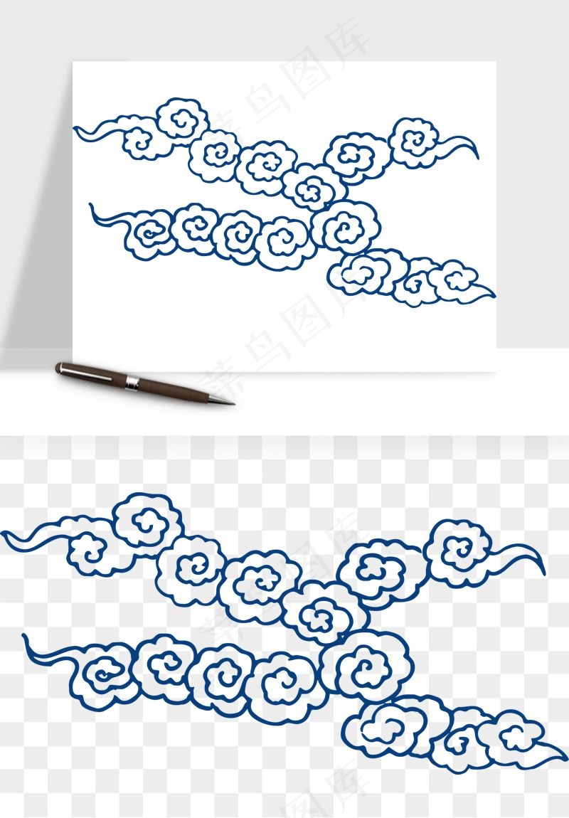 青花瓷花纹花卉图案png免抠