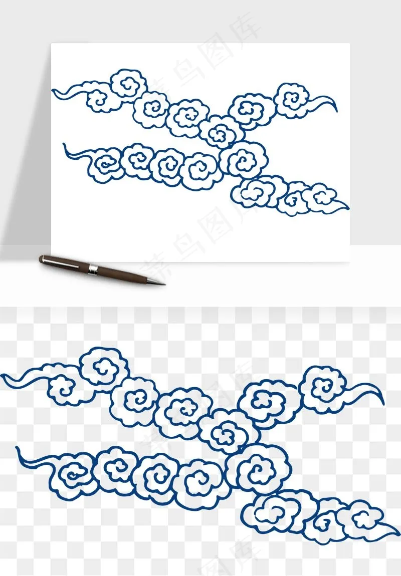 青花瓷花纹花卉图案png免抠