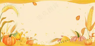 世界粮食日稻谷麦穗秋收卡通插画芒种秋分背景