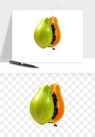 木瓜水果png免抠