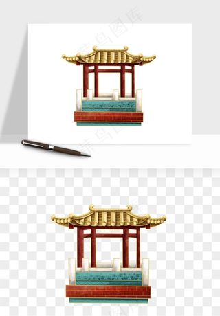 国潮风古建筑古楼古塔鼓楼psd,png免抠图