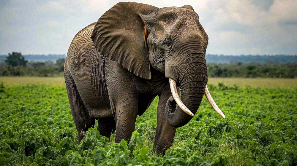 非洲大草原大象象群野生动物保护动物摄影图