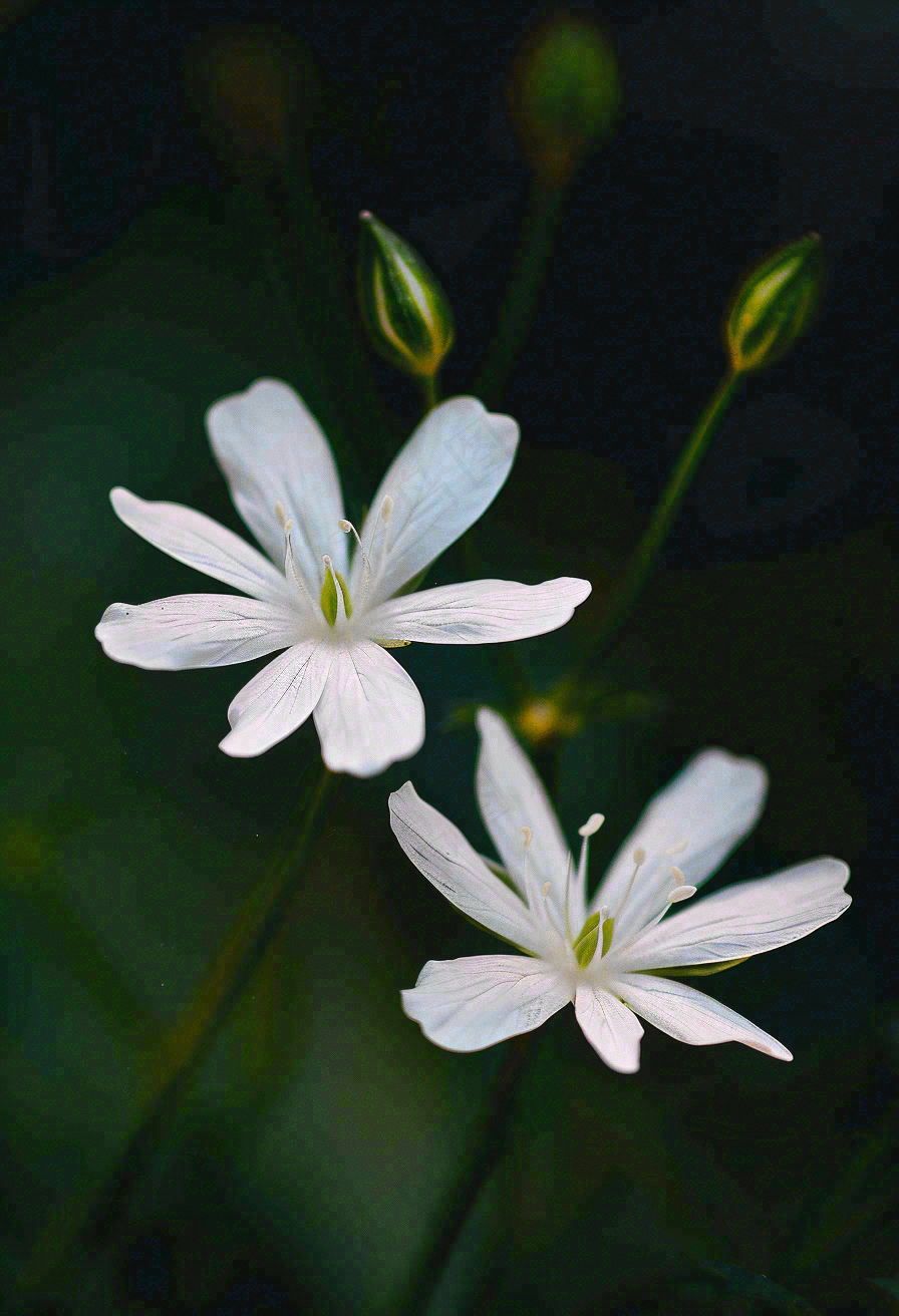 春天盛开的小白花小清新立春春分摄影图