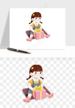 手绘儿童小孩玩耍png免抠