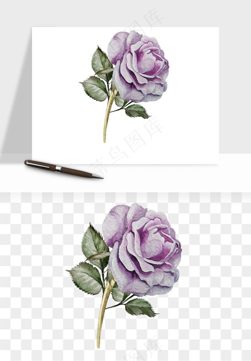 水彩复古花卉png免抠