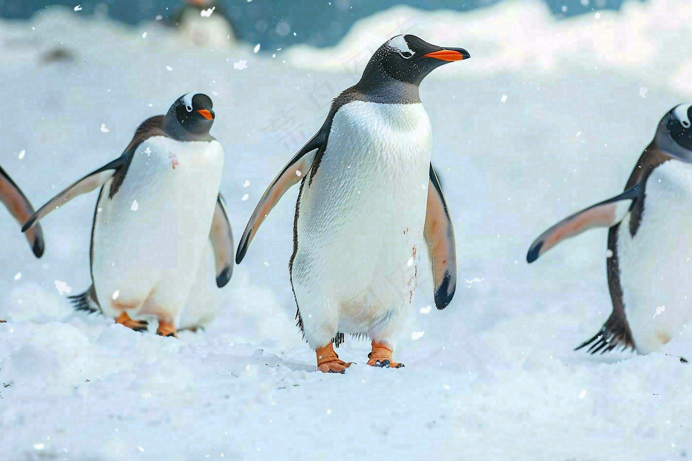 冰雪天地的企鹅寒冷动物摄影图