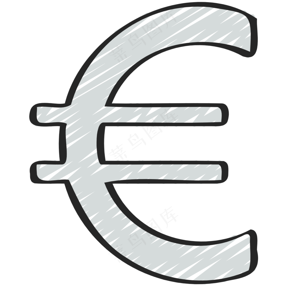 欧元符号 铅笔手绘图标icon