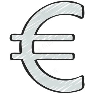 欧元符号 铅笔手绘图标icon