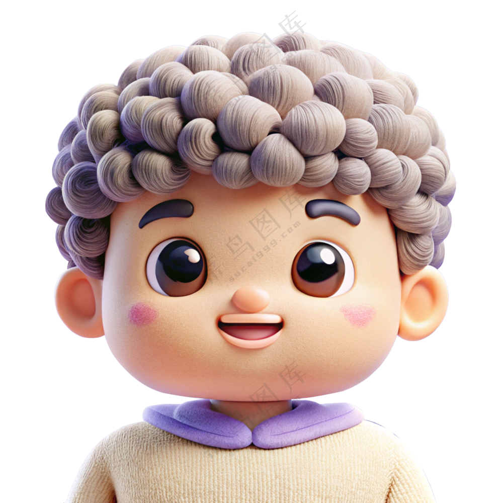 人物3D立体可爱卷发小男孩2