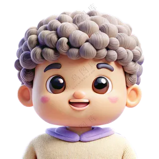 人物3D立体可爱卷发小男孩2