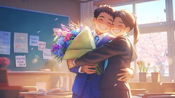 合影留念花束毕业 合影留念花束毕业