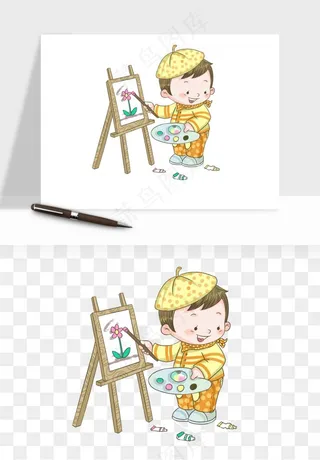 手绘画画少儿兴趣班png免抠
