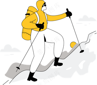 登山 攀登者 黄色扁平商务插画
