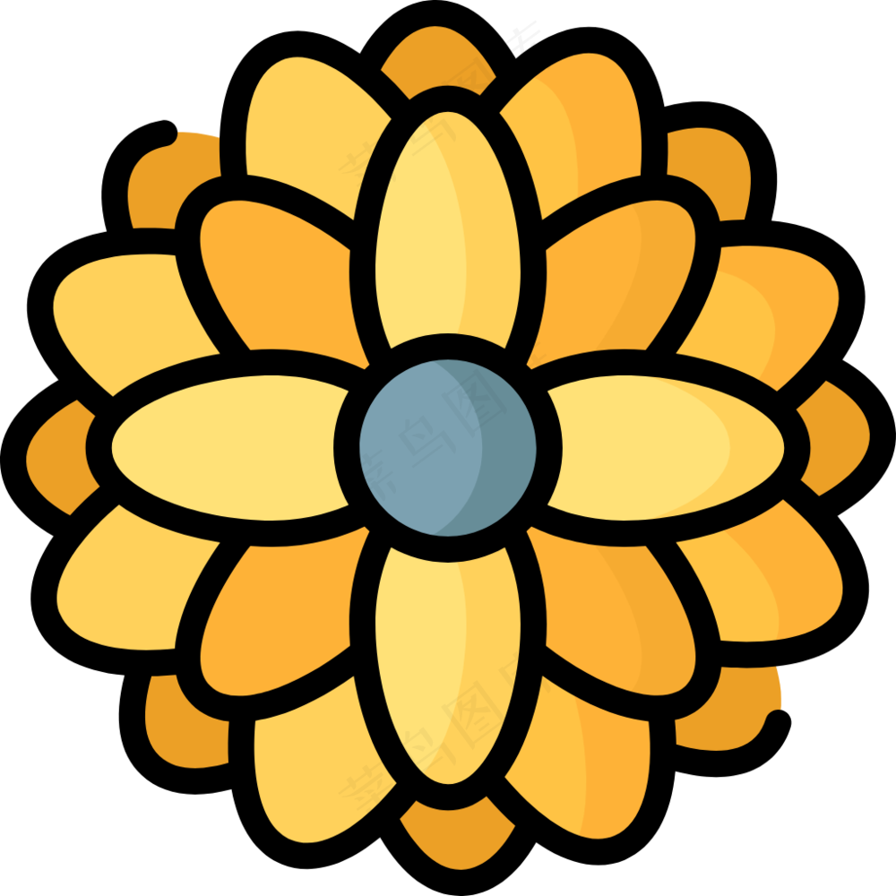 金盏花 线性彩色花卉图标 marigold icon
