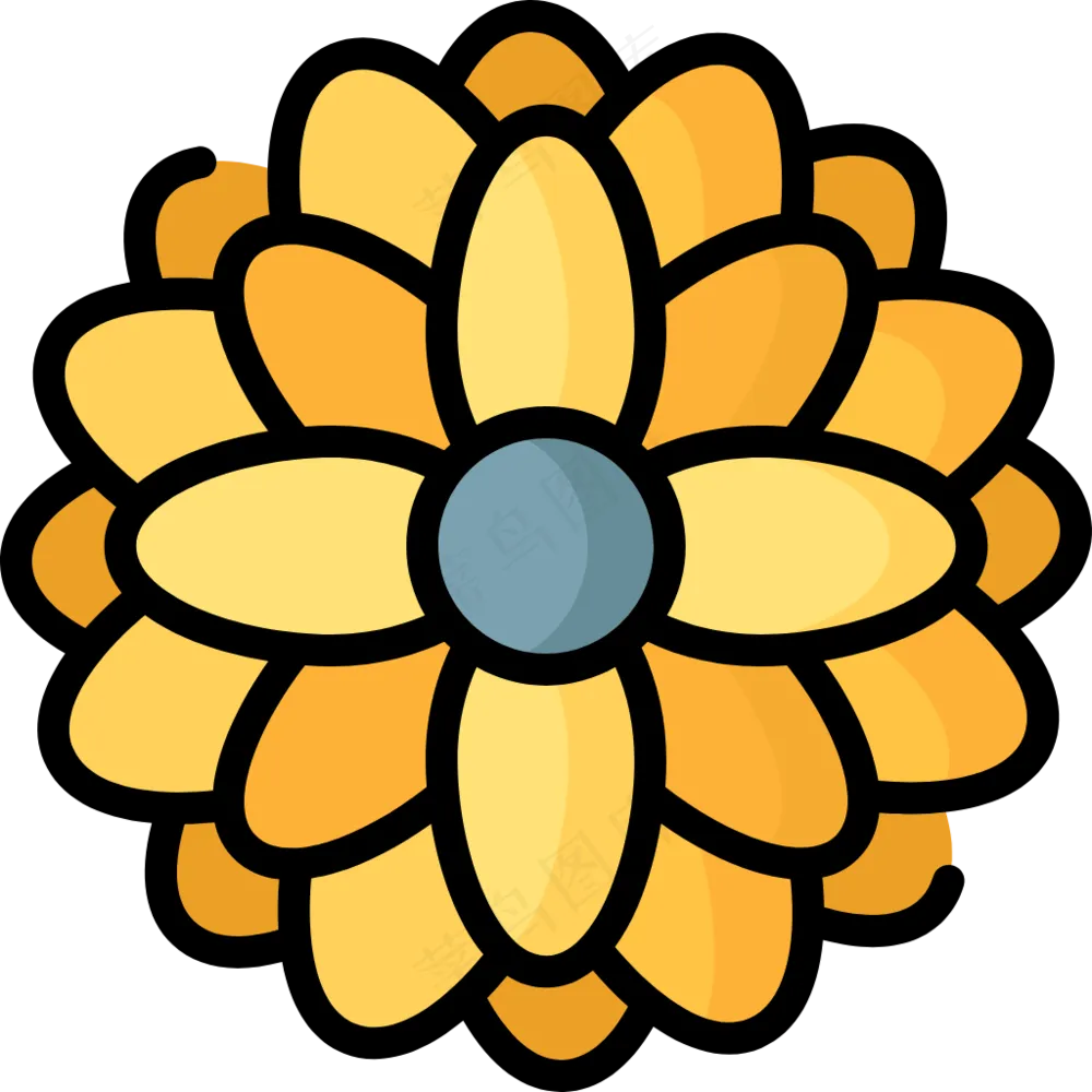 金盏花 线性彩色花卉图标 marigold icon
