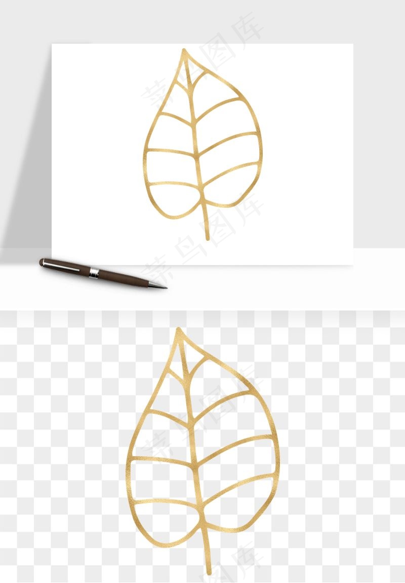 金色植物花环边框png免抠
