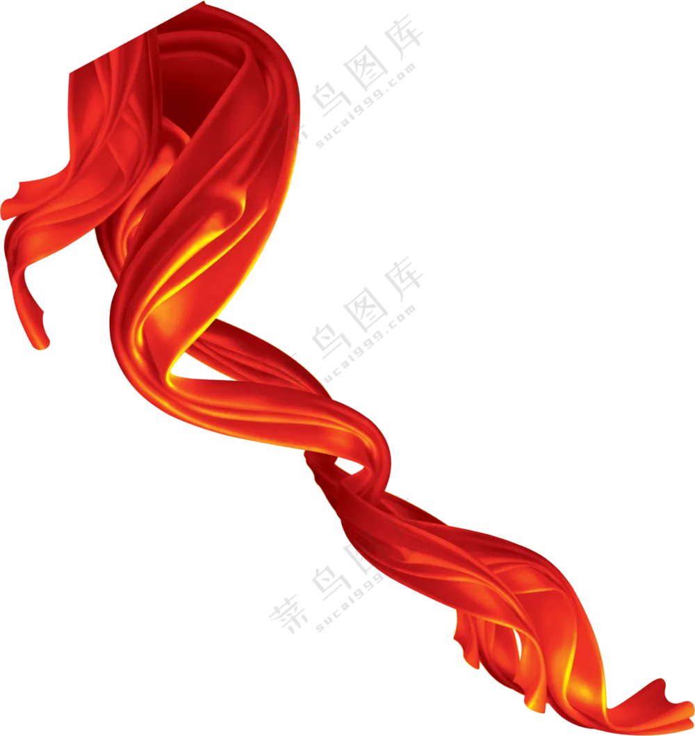 红色绸带装饰元素免抠PNG图片素材