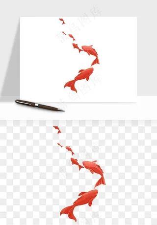 锦鲤鱼手绘水墨png免抠