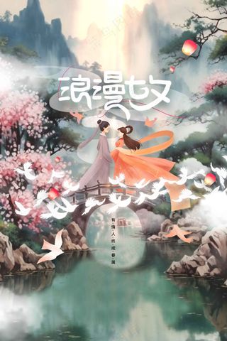 传统复古七夕节日海报