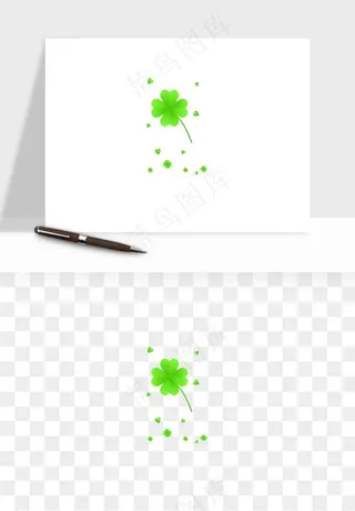手绘四叶草幸运植物png免抠