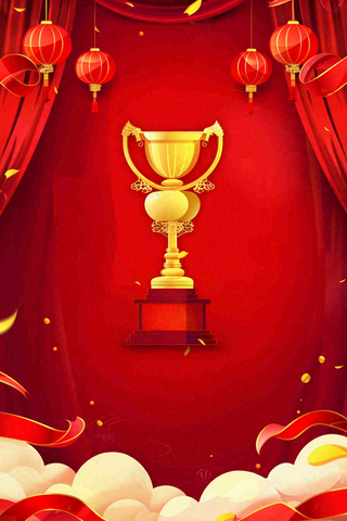销量冠军销售红色大气奖杯背景