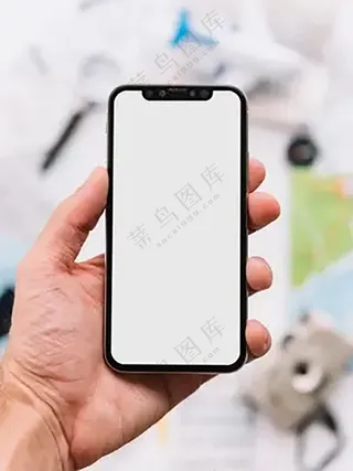 简约风左侧拿手机样机