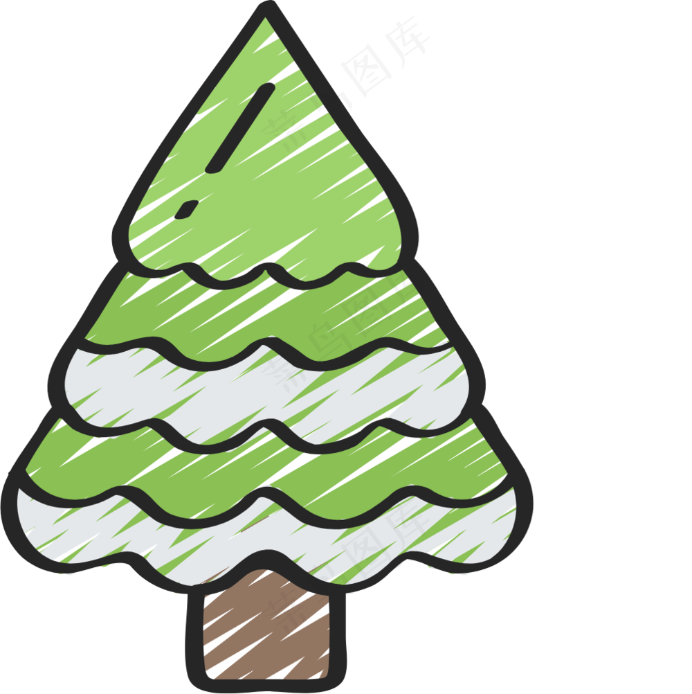 积雪的松树 铅笔手绘图标icon
