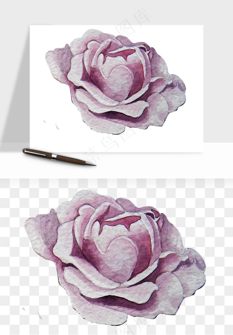 水彩复古花卉png免抠