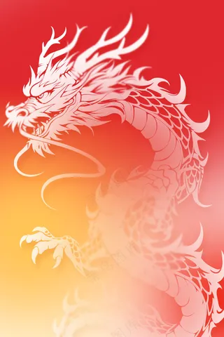 红色霓虹背景龙