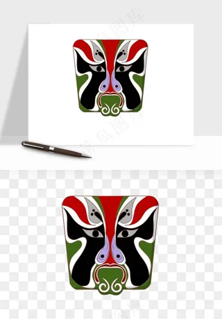 手绘戏剧脸谱卡通面具png免抠