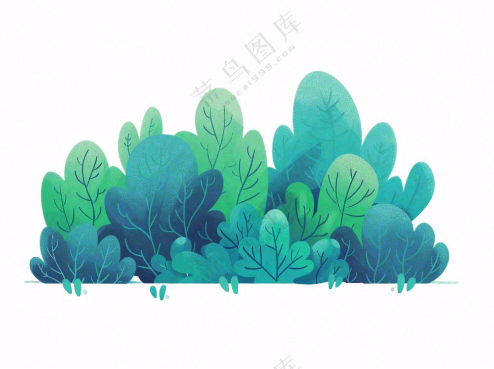 草丛灌木丛绿叶插画免抠